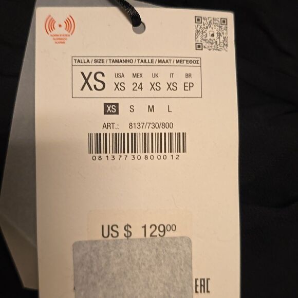 Zara Black Textured fabric High waist Mini Skirt Limited Edition tonal beads NWT - Picture 2 of 13